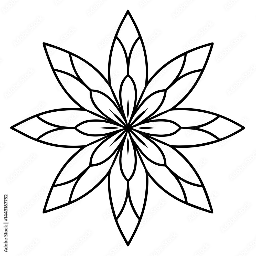 Fototapeta premium Intricate Canna Flower Mandala Line Drawing