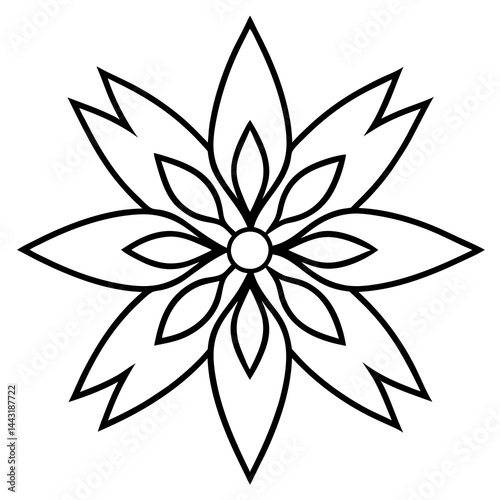 Intricate Canna Flower Mandala Line Drawing