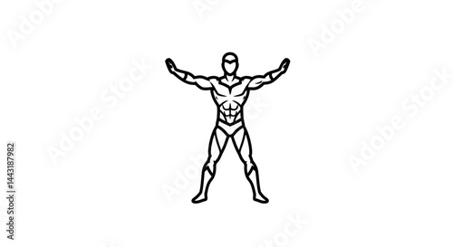 Dynamic Line Art of a Person Reaching Outward with Extended Arm