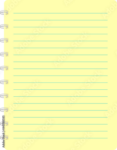 Open blank notebook illustration. Cartoon blank spiral notepad notebook with lines.