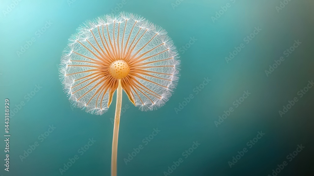 Closeup of a fluffy dandelion seed head, delicate symbol of nature's beauty and resilience Closeup of a fluffy dandelion seed head, delicate symbol of nature's beauty and resilience