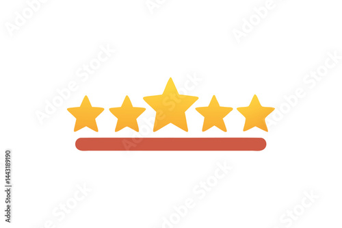 A Five stars customer product rating review icon on a white background