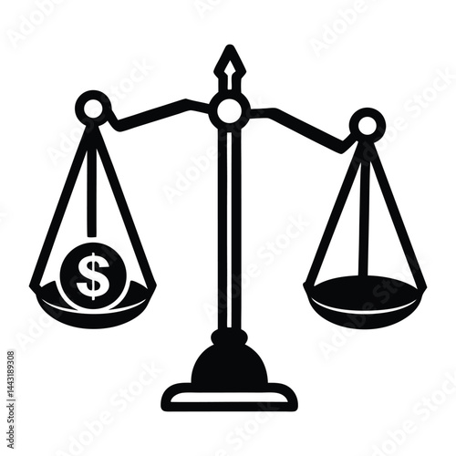 Simple scales of justice with dollar on white background