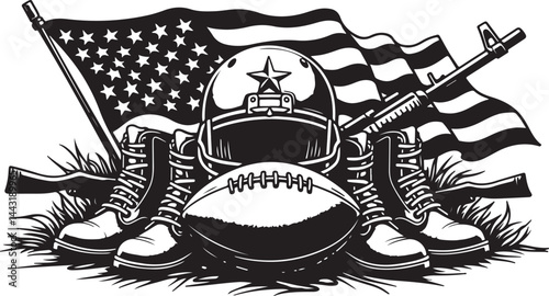 football, military  American flag,  sports design, football helmet, combat  vector bundle