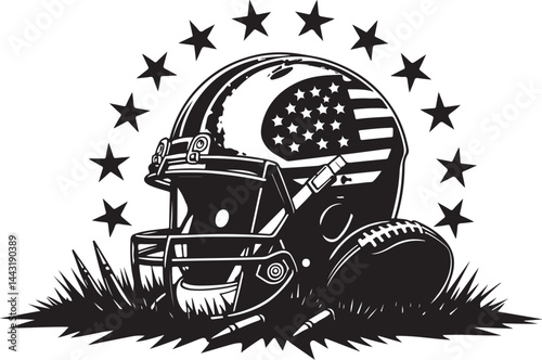 American Football Helmet with Stars vector design
