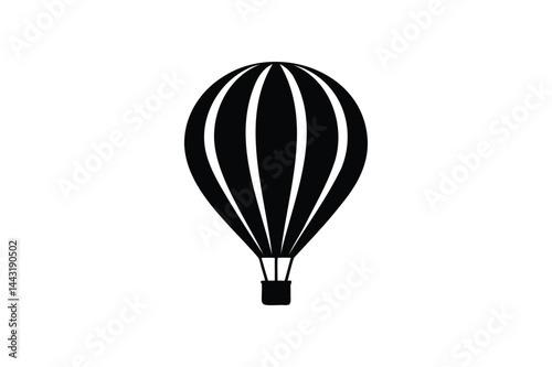 A Hot air balloon icon silhouette on a white background