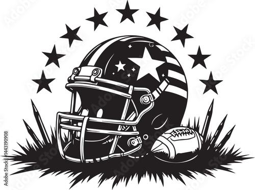 American Football Helmet with Stars vector design