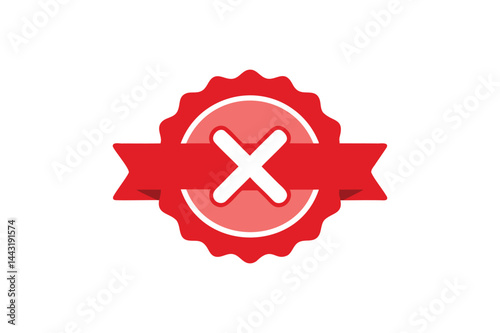 Red cancelled stamp label icon