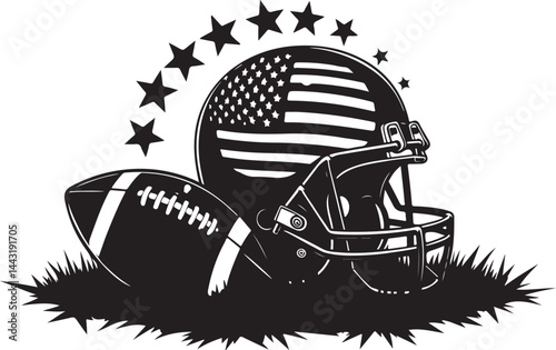 American Football Helmet with Stars vector design