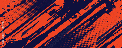 Abstract speed lines style orange color halftone banner design template. Vector illustration.