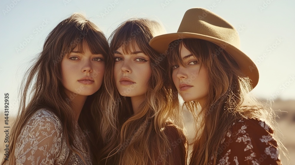 Fototapeta premium Three Beautiful Women in Hats