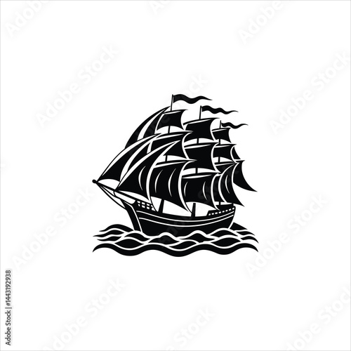 pirate ship design silhouette vector illustration