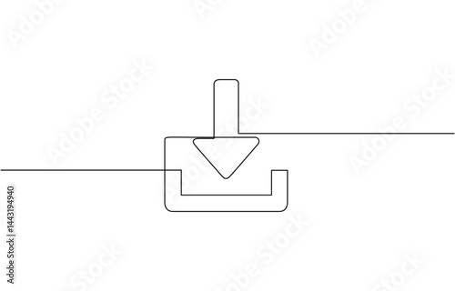 Single line drawing illustration of download sign, Download icon line continuous drawing vector. One line Download icon vector background. Simple line download sign.