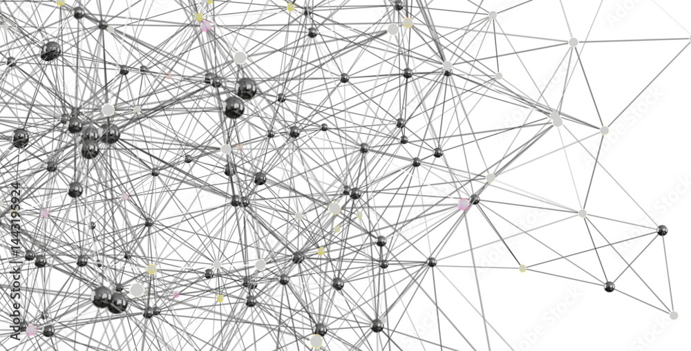 Obraz premium Abstract 3D rendering of a complex network. Ideal for technology, connection, and data visualization.