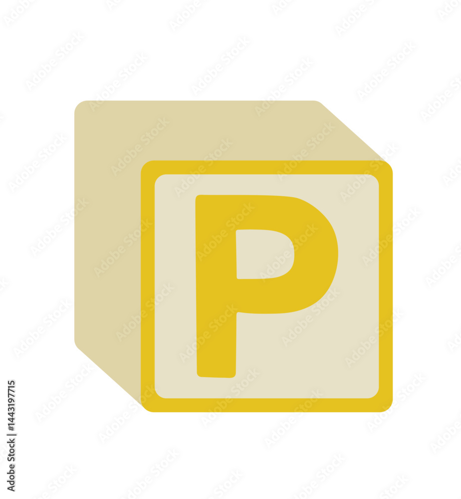 vector illustration of a wooden baby block with a letterP vector illustration of a wooden baby block with a letterP