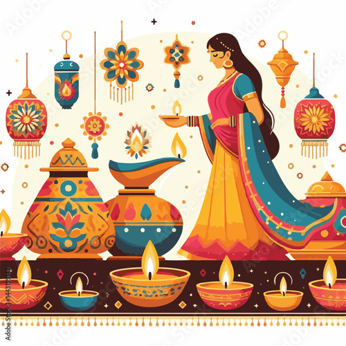 deepavali, background, indian, holiday, happy, festival, diya, deepawali, religion, culture, hindu, lamp, diwali, decoration, traditional, celebration, hinduism, banner, india, light, illustration, ab