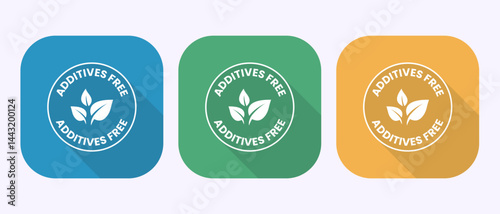 Additives free icon design illustration. No additives sign symbol in shadow button design