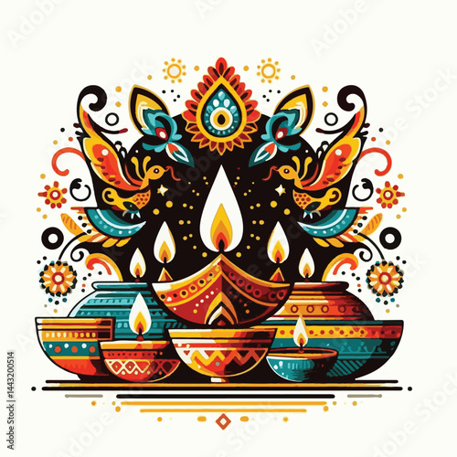 deepavali, background, indian, holiday, happy, festival, diya, deepawali, religion, culture, hindu, lamp, diwali, decoration, traditional, celebration, hinduism, banner, india, light, illustration, ab