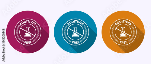 Additives free icon design illustration. No additives sign symbol in shadow button design