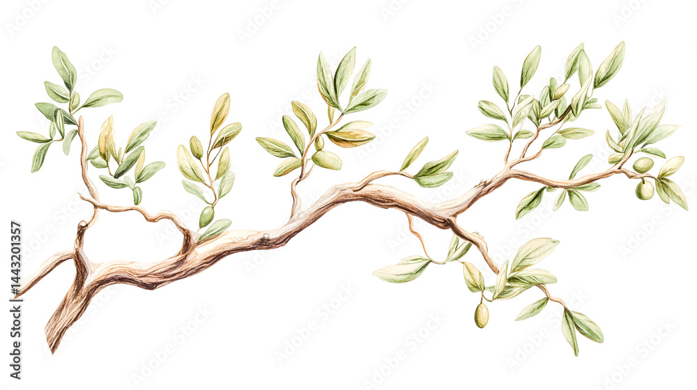 Fototapeta premium olive tree twig branch isolated on white background