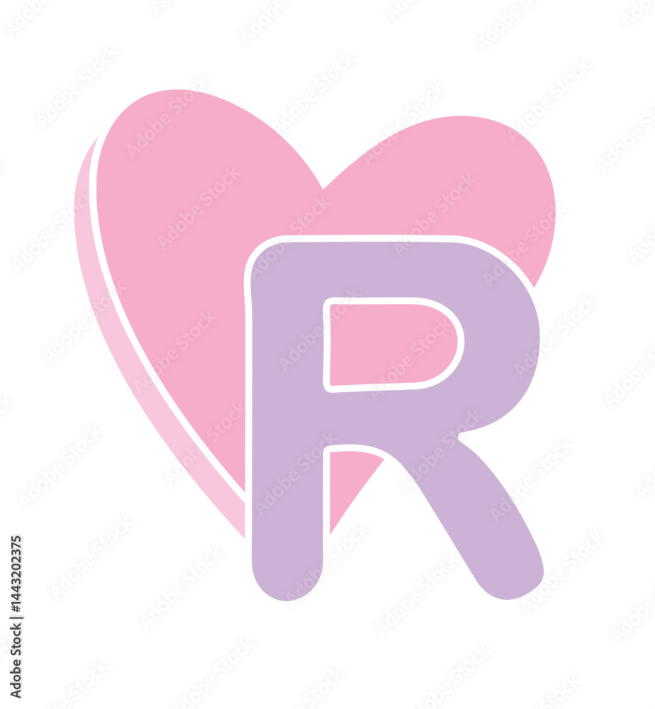 pink heart with a letter R pink heart with a letter R