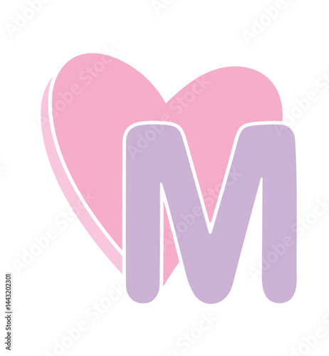 pink heart with a letter M