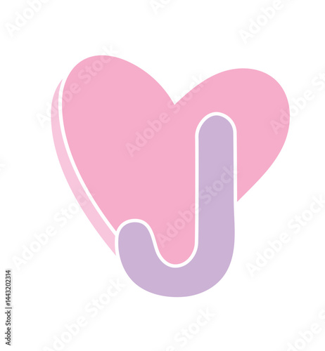 pink heart with a letter J