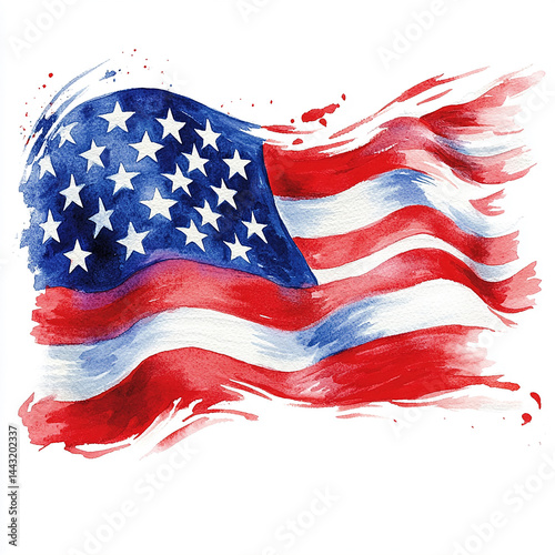 Waving flag of the United States captures the essence of patriotism and national pride