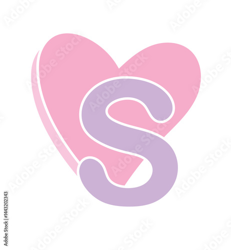 Wallpaper Mural pink heart with a letter S Torontodigital.ca