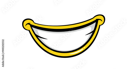 Closeup of a Bright Yellow Cartoon Smile with White Teeth