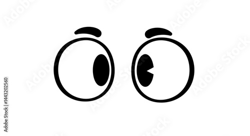 Cartoon Eye Looking Right Bold Outline Simple Design