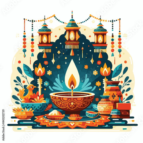 deepavali, background, indian, holiday, happy, festival, diya, deepawali, religion, culture, hindu, lamp, diwali, decoration, traditional, celebration, hinduism, banner, india, light, illustration, ab