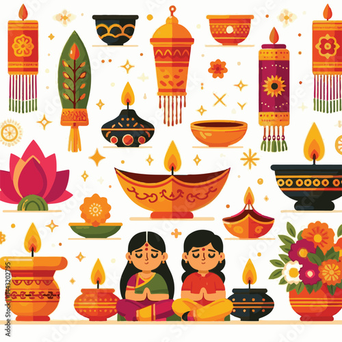 deepavali, background, indian, holiday, happy, festival, diya, deepawali, religion, culture, hindu, lamp, diwali, decoration, traditional, celebration, hinduism, banner, india, light, illustration, ab