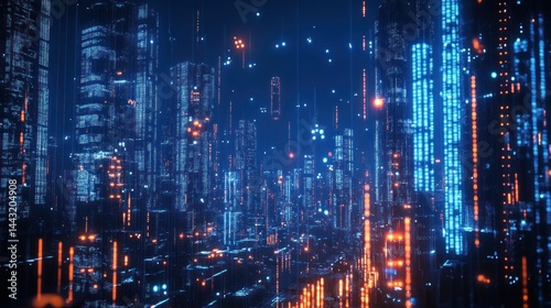 Wallpaper Mural Futuristic Cityscape with Glowing Lights Torontodigital.ca