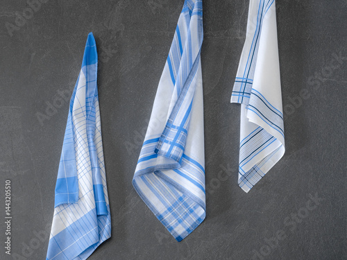 Obraz na płótnie Set of blue vintage stripped handkerchiefs for men. w salonie