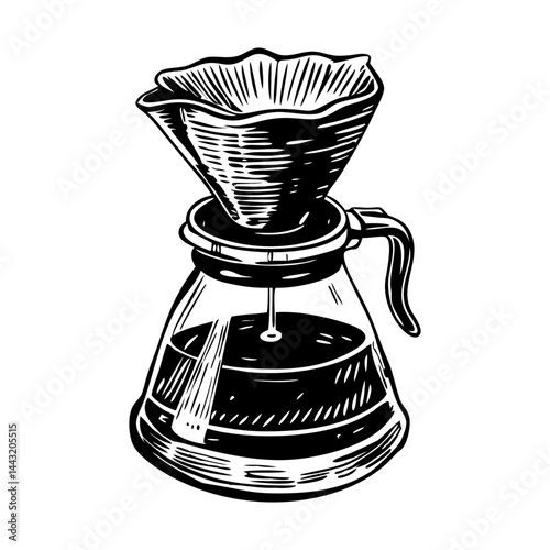 A coffee filter illustration of hand drawn style
