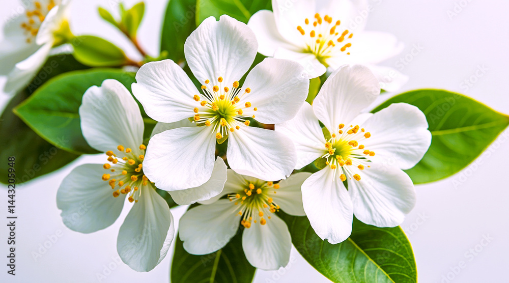 Obraz premium spring blossoms of white flowers create a beautiful, natural flora against a fresh green background
