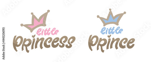Little Princess Prince. Cute hand drawn doodle lettering quote. Lettering for t-shirt design, mug print, bag print, clothes fashion. 100% hand drawn vector image.