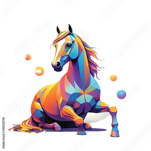 Colorful Geometric Lion Illustration – Flat Gradient Vector with Bold Abstract Design and Soft Shadows
