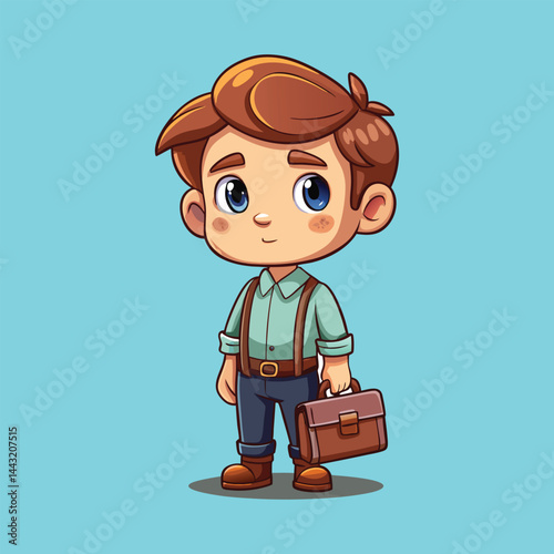 cute sad cartoon businessman with a bag vector.