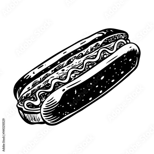 A sketchy style illustration of hot dog