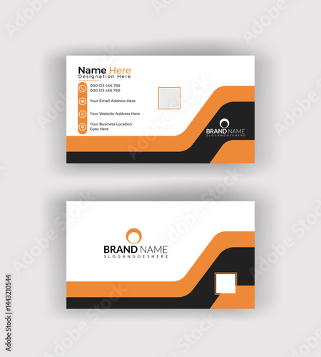 Creative corporate business card design mockup with modern elements, front and back view on textured background, perfect for branding, professional identity, marketing, and creative presentations

