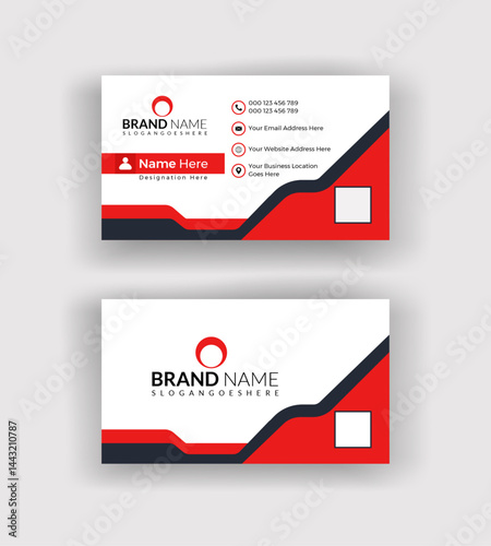 Versatile double-sided business card design with a balanced layout and space for logo, contact details, and QR code, suitable for a wide range of industries.