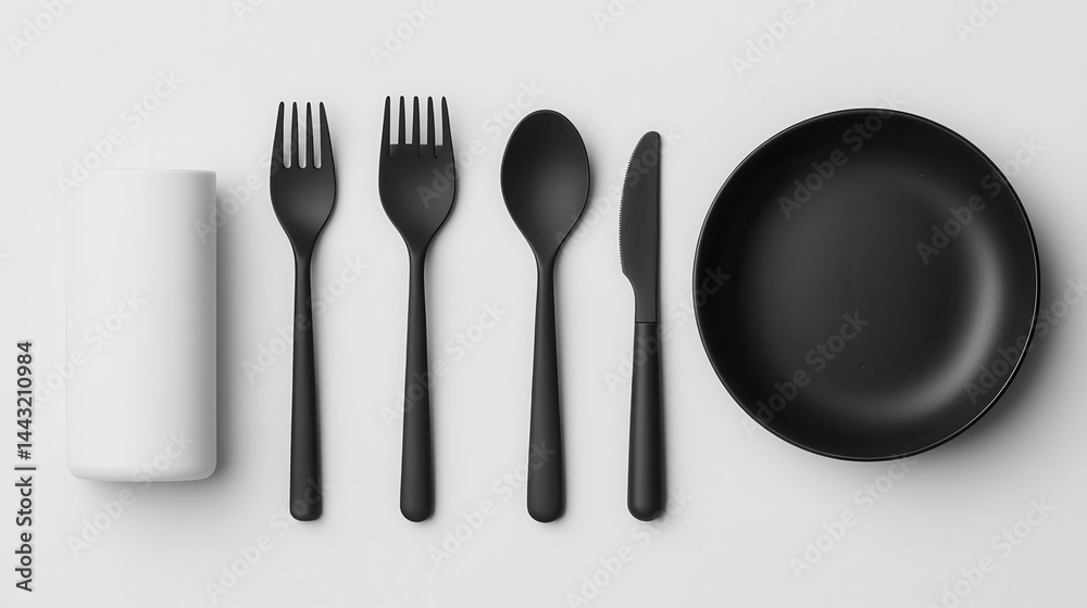 Monochrome flat lay of neatly arranged everyday essentials, minimalist organization Monochrome flat lay of neatly arranged everyday essentials, minimalist organization