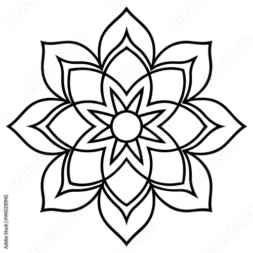 Intricate Mandala Heart Line Art Vector