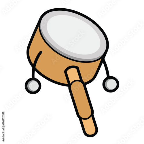 Mainan ontong ontong or otok otok vector illustration, ontong-ontong clip art, mainan drum goyang in flat cartoon style, indonesian traditional toy game