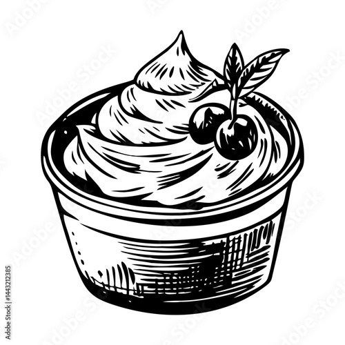 A sketchy style illustration of yougurt