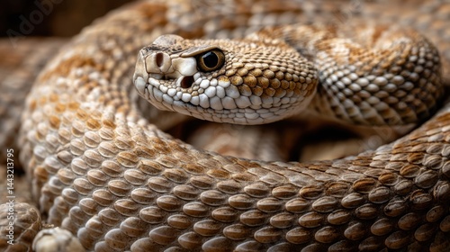 Diamondback Rattlesnake Coil: Close-Up Portrait