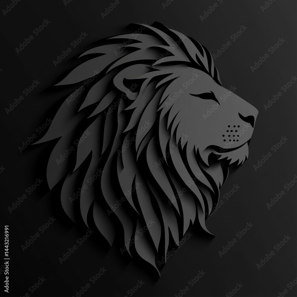 Fototapeta premium Modern lion illustrations use bold paper cut layering and minimalist contrasts to highlight strength and elegance through clean, structured forms.