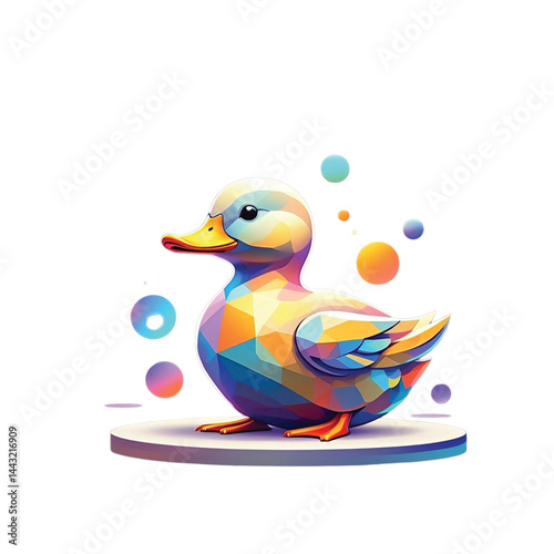 Geometric Duck Illustration – Colorful Low Poly Waterfowl Vector Art